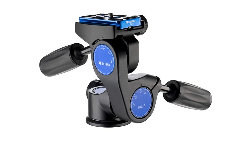 Benro 3-Way Tripod Lightweight Panhead with Quick Release Plate, Independent Pan/Tilt Controls, Bubble Levels & 13.2 lb Load Capacity for DSLR, Mirrorless & Video Cameras (HD3A) - Image 1